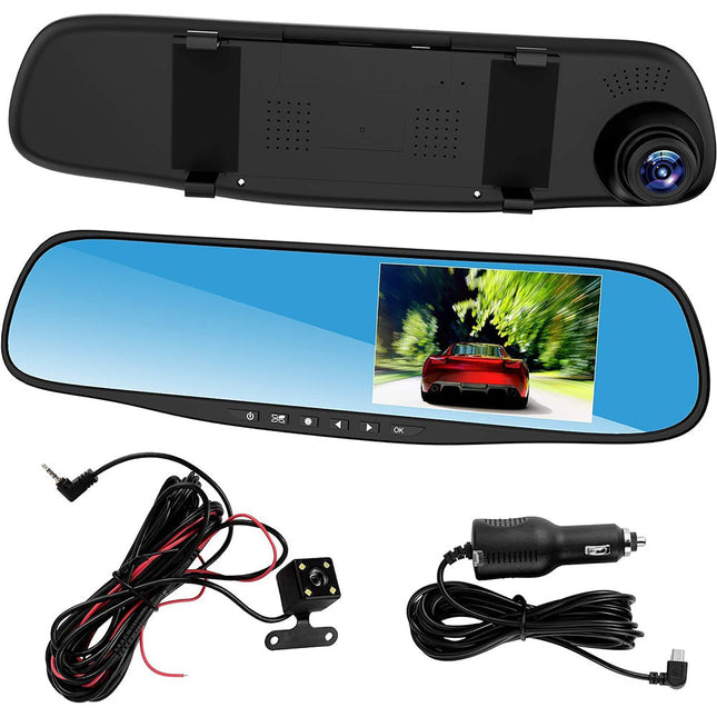 Specchietto retrovisore per auto con telecamera integrata più telecamera per retromarcia Dash Cam che registra il percorso - enzoled
