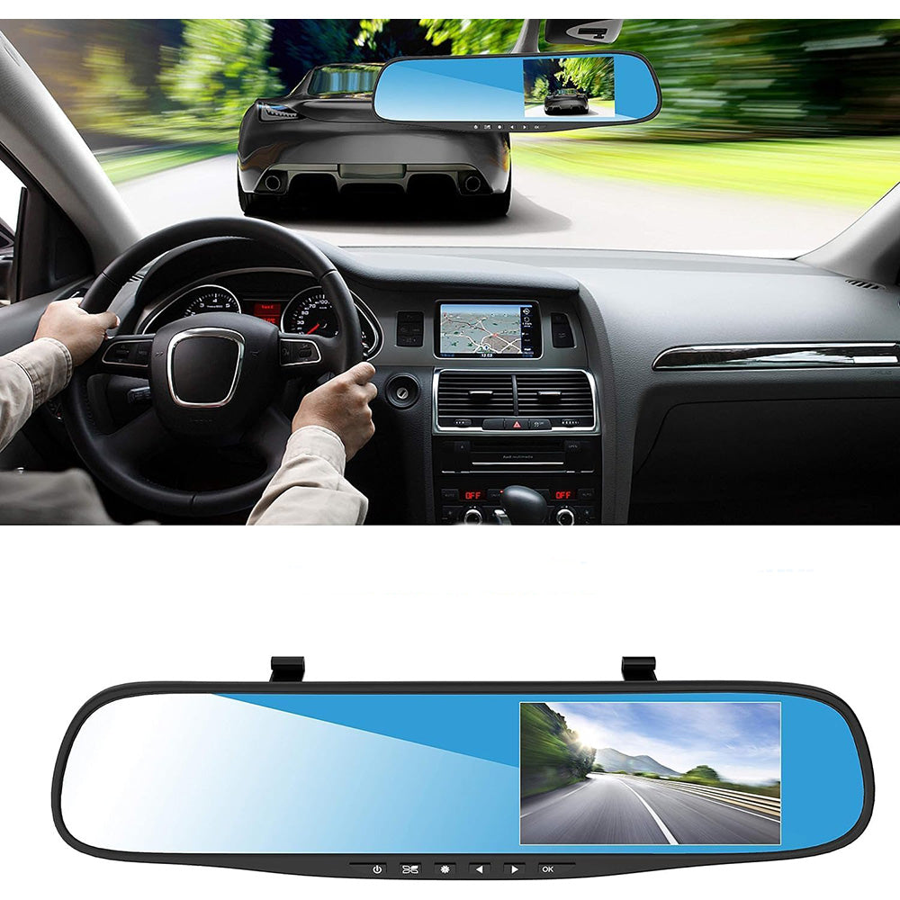 Specchietto retrovisore per auto con telecamera integrata più telecamera per retromarcia Dash Cam che registra il percorso - enzoled