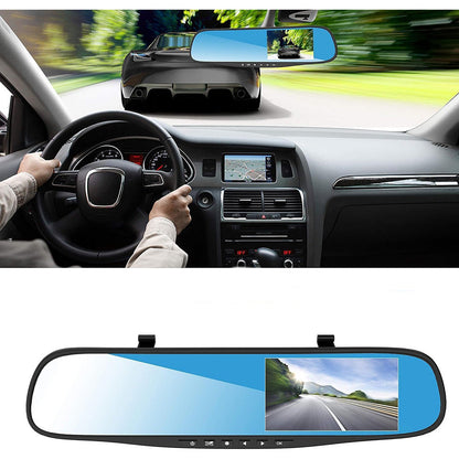 Specchietto retrovisore per auto con telecamera integrata più telecamera per retromarcia Dash Cam che registra il percorso - enzoled