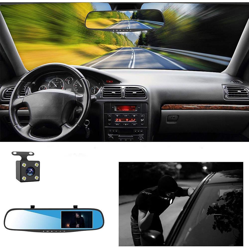 Specchietto retrovisore per auto con telecamera integrata più telecamera per retromarcia Dash Cam che registra il percorso - enzoled