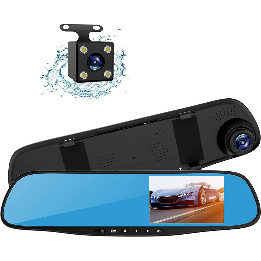 Specchietto retrovisore per auto con telecamera integrata più telecamera per retromarcia Dash Cam che registra il percorso - enzoled