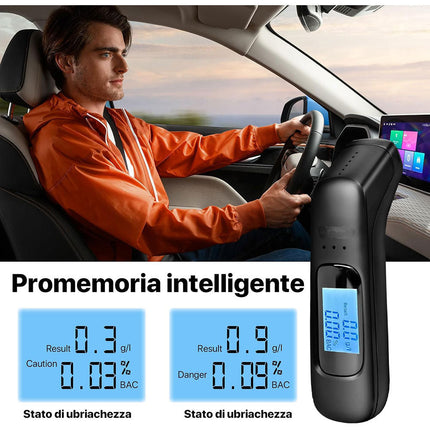 Etilometro ricaricabile USB con display digitale lcd misuratore Alccol test portatile sensore alta precisione - enzoled