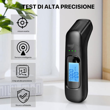 Etilometro ricaricabile USB con display digitale lcd misuratore Alccol test portatile sensore alta precisione - enzoled