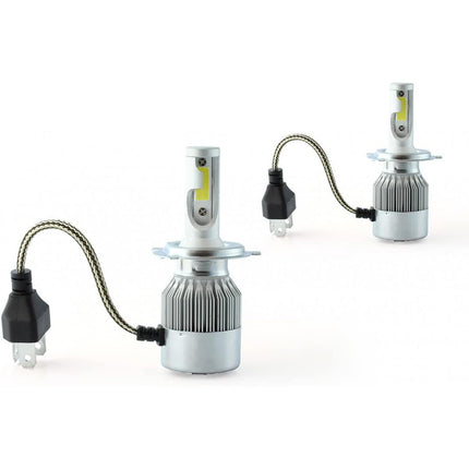 Lampadine led cob fari per auto H4 luce bianca fredda 6000k 12 volt 24 volt luce 360°coppia lampade di ricambio - enzoled