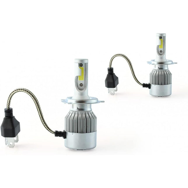Lampadine led cob fari per auto H4 luce bianca fredda 6000k 12 volt 24 volt luce 360°coppia lampade di ricambio - enzoled