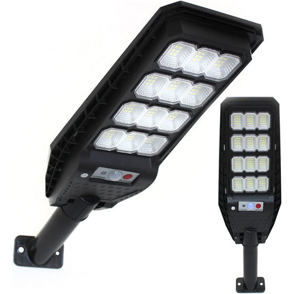 3 Fari stradale 144 led con pannello solare 200 watt lampione per esterno con sensore di movimento luce fredda 6500k IP65 - enzoled