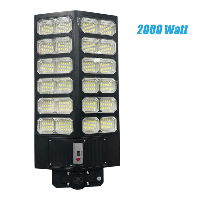 Lampione a pannello solare da 2000 watt faro stradale con sensore crepuscolare con staffa da 45 cm 6500k IP66 - enzoled