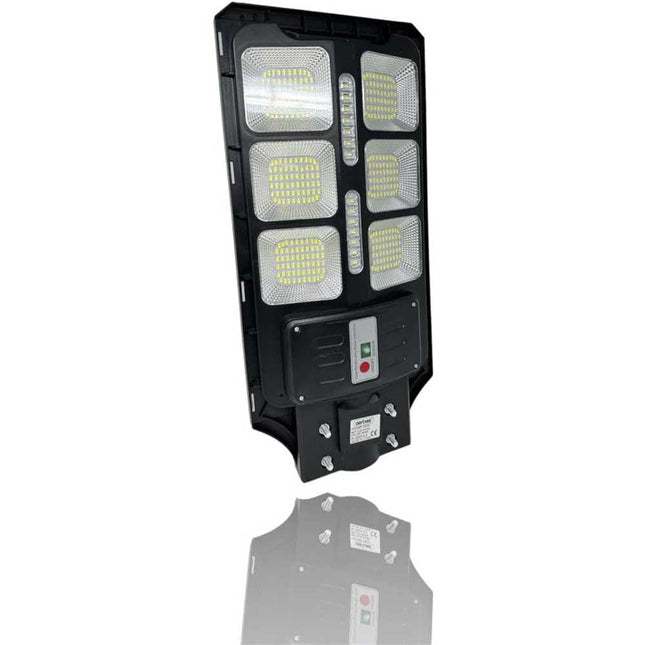Faro stradale a led con pannello solare 100 watt lampione con sensore crepuscolare e di movimento telecomando IP65 6500k - enzoled