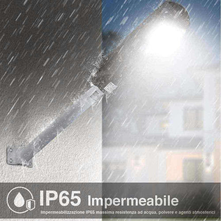 Faro stradale a led con pannello solare 100 watt lampione con sensore crepuscolare e di movimento telecomando IP65 6500k - enzoled