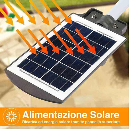 Faro stradale a led con pannello solare 100 watt lampione con sensore crepuscolare e di movimento telecomando IP65 6500k - enzoled