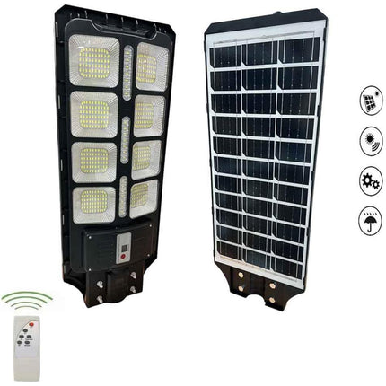 Faro stradale a led con pannello solare 200 watt lampione con sensore crepuscolare e di movimento telecomando IP65 6500k - enzoled