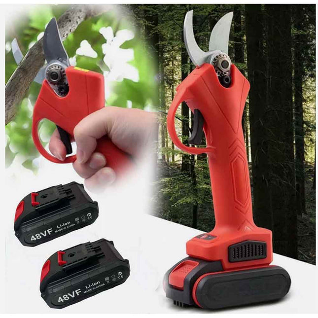 Forbici per potatura a doppia batteria ricaricabile da 48v cesoia tagliarami per giardinaggio 25 mm con accessori - enzoled