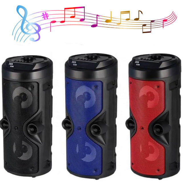 Cassa ricaricabile bluetooth con luci a led casse karaoke con microfono tracolla usb sd radio FM - enzoled