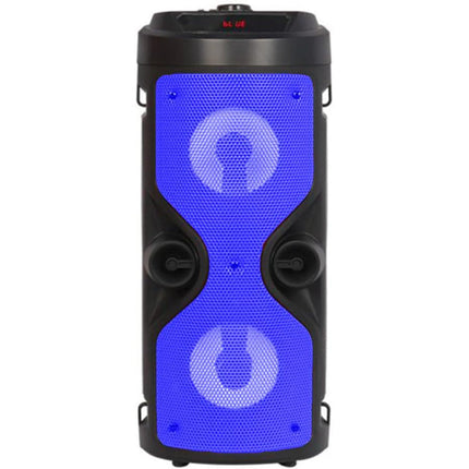 Cassa ricaricabile bluetooth con luci a led casse karaoke con microfono tracolla usb sd radio FM - enzoled