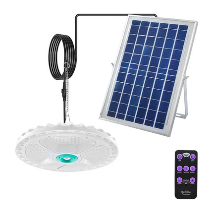 Plafoniera a sospensione a led con pannello solare per esterno lampada da campeggio 200 watt e 400 watt dimmerabile con telecomando IP55 6500k - enzoled