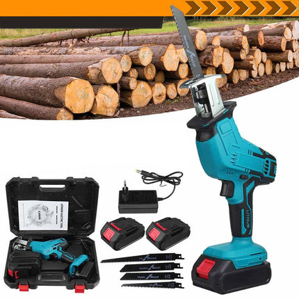 Seghetto a gattuccio con doppia batteria a 48V completo di 4 lame per metallo legno alluminio caricabatteria e valigetta - enzoled