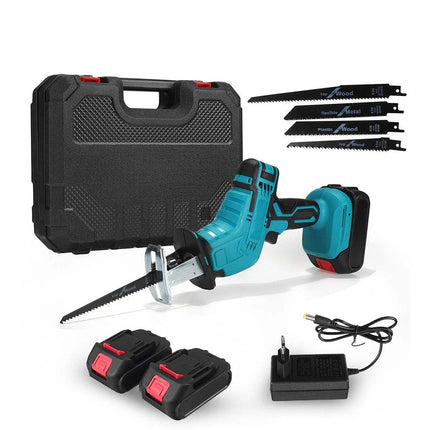Seghetto a gattuccio con doppia batteria a 48V completo di 4 lame per metallo legno alluminio caricabatteria e valigetta - enzoled
