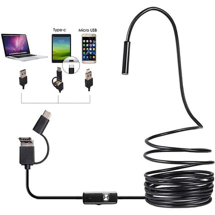Telecamera endoscopica 6 led da 5 mt per Android camera di ispezione waterprof type-c usb per cellulari computer con app - enzoled
