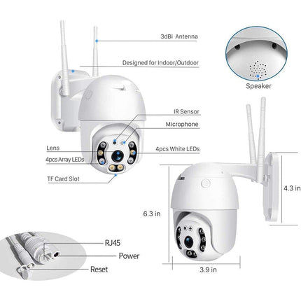 Telecamera dome WI-FI motorizzata con led da esterno full hd da esterno con zoom app Yoosee 2,4 Ghz - enzoled