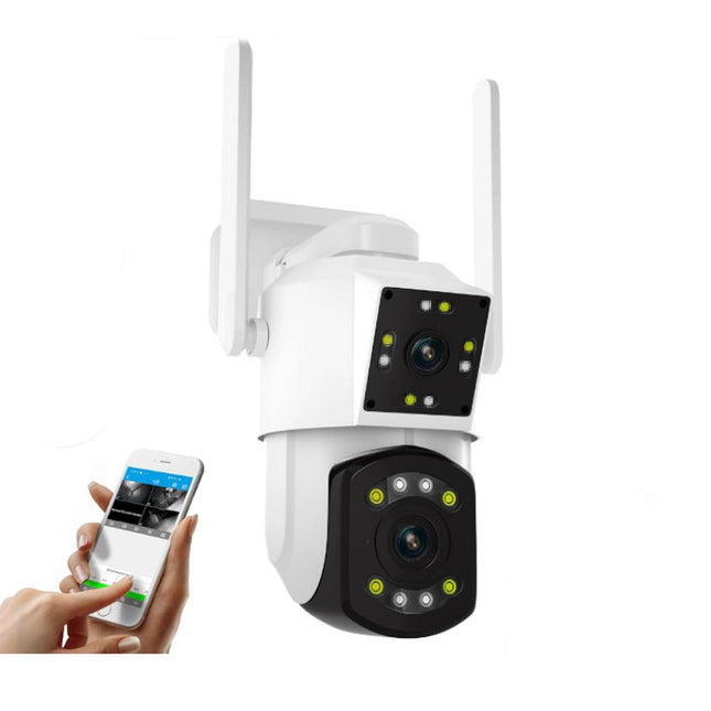 Telecamera wifi doppio obbiettivo speed dome motorizzata con zoom audio video con App IP66 - enzoled