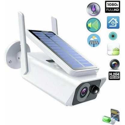 Telecamera Wifi Hd 1080p 2mpx videocamera wireless ricaricabile con pannello solare visione notturna controllo da app smartphone IP66 moscion detector - enzoled