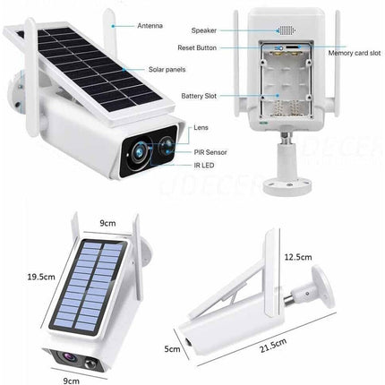Telecamera Wifi Hd 1080p 2mpx videocamera wireless ricaricabile con pannello solare visione notturna controllo da app smartphone IP66 moscion detector - enzoled
