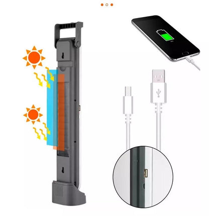Torcia emergenza ricaricabile con pannello solare lampada aa 45 led più 1 led cob tripla colorazione di luce power bank - enzoled