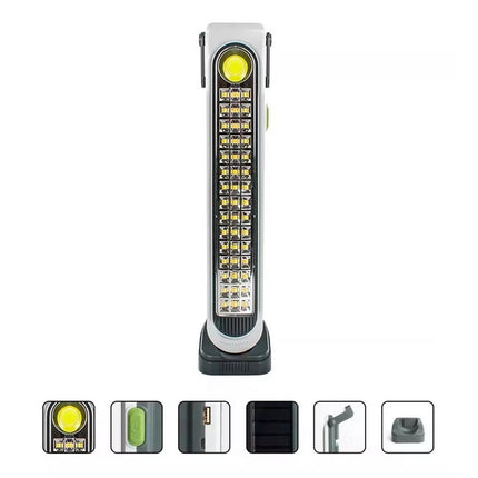 Torcia emergenza ricaricabile con pannello solare lampada aa 45 led più 1 led cob tripla colorazione di luce power bank - enzoled