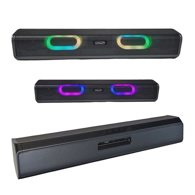 Cassa speaker bluetooth 5.0 ricaricabile soundbar con luci led rgb ingresso aux usb sd - enzoled