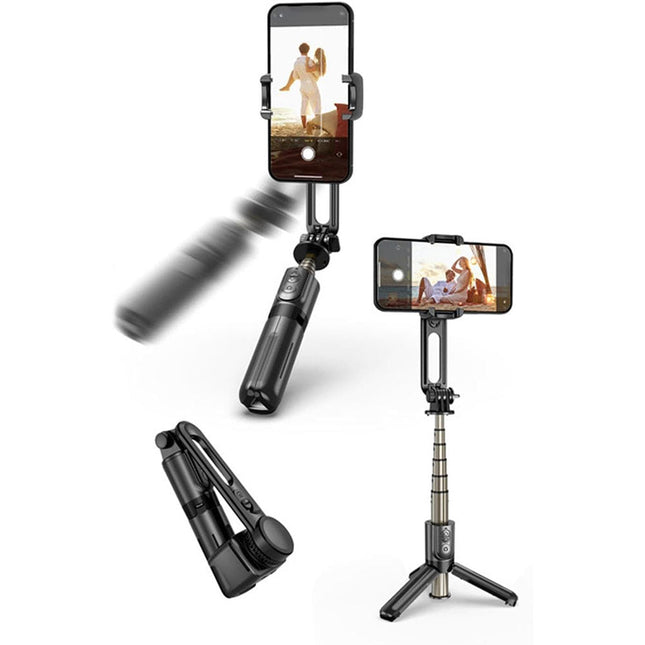 Stabilizzatore cardanico per smarphone gimbal bastone treppiede allungabile per selfie con telecomando anti vibrazioni rotazione 360° - enzoled