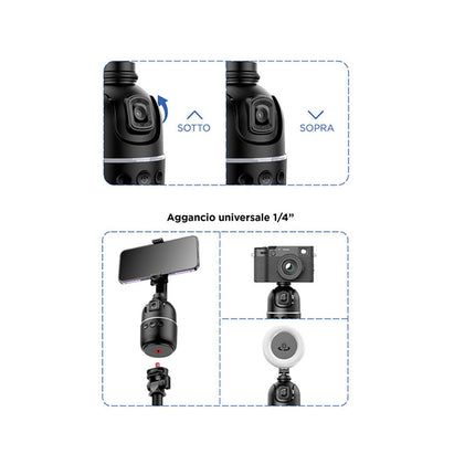 Stabilizzatore cardanico per smarphone gimbal con sensore di movimento bastone per selfie con telecomando anti vibrazioni rotazione 360° - enzoled