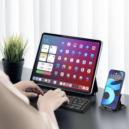 Mini tastierino bluetooth pieghevole ricaricabile tastiera portatile con supporto per cellulare per smarphone tablet pc tv - enzoled