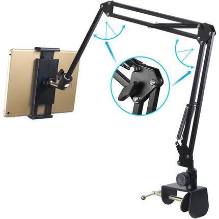 Supporto universale per tablet e iPad cellulare da tavolo da letto, con morsetto rotante a 360° massimo 15 pollici - enzoled