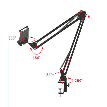 Supporto universale per tablet e iPad cellulare da tavolo da letto, con morsetto rotante a 360° massimo 15 pollici - enzoled