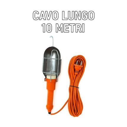 Lampada officina E27 cavo da 5 10 15 metri interruttore on off gancio