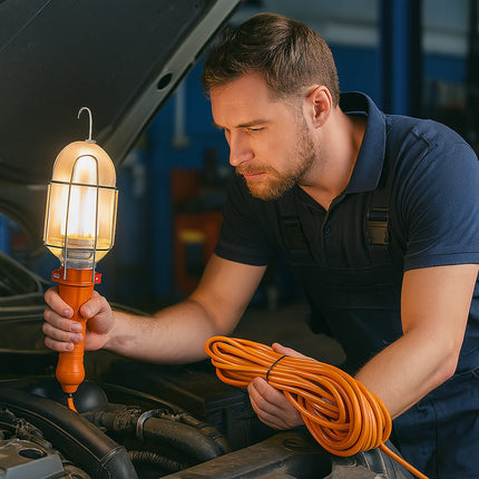 Lampada officina E27 cavo da 5 10 15 metri interruttore on off gancio