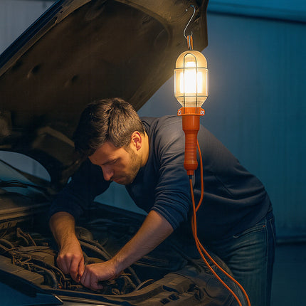 Lampada officina E27 cavo da 5 10 15 metri interruttore on off gancio