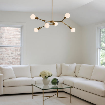 Lampadario sospensione in bronzo geometrico 6 bracci attacco E27