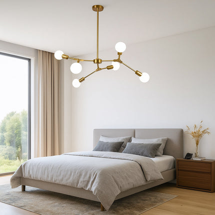 Lampadario sospensione in bronzo geometrico 6 bracci attacco E27