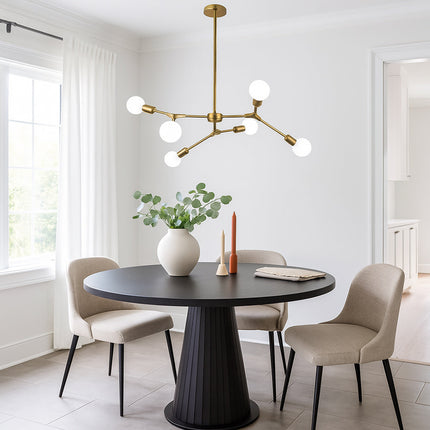 Lampadario sospensione in bronzo geometrico 6 bracci attacco E27