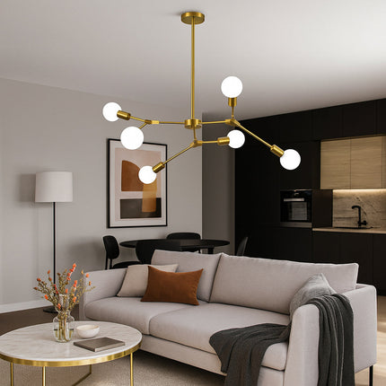 Lampadario sospensione in bronzo geometrico 6 bracci attacco E27