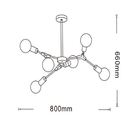 Lampadario sospensione in bronzo geometrico 6 bracci attacco E27