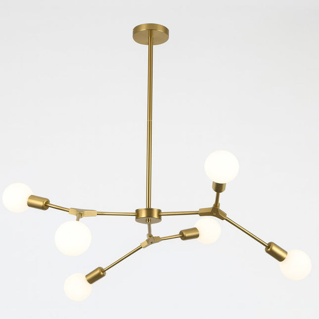 Lampadario sospensione in bronzo geometrico 6 bracci attacco E27