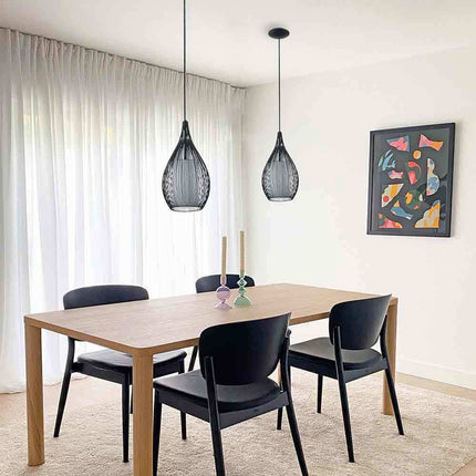 Lampadario moderno da soffitto pendente a sospensione di forma ovale con attacco E27 enzoled