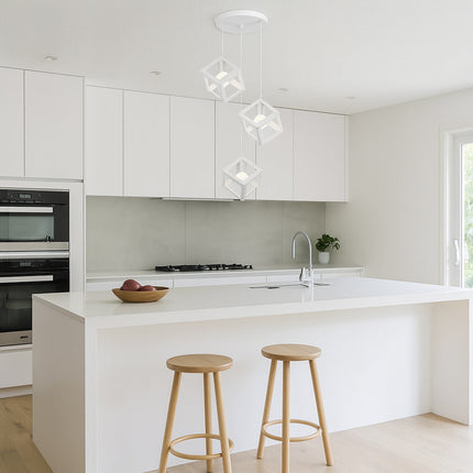 Lampadario a sospensione con 3 cubi 3d stile geometrico attacco E27