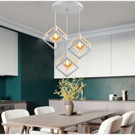 Lampadario a sospensione con 3 cubi 3d stile geometrico attacco E27