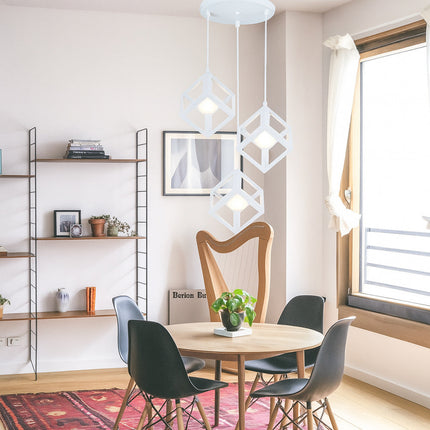 Lampadario a sospensione con 3 cubi 3d stile geometrico attacco E27