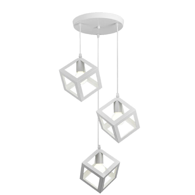 Lampadario a sospensione con 3 cubi 3d stile geometrico attacco E27