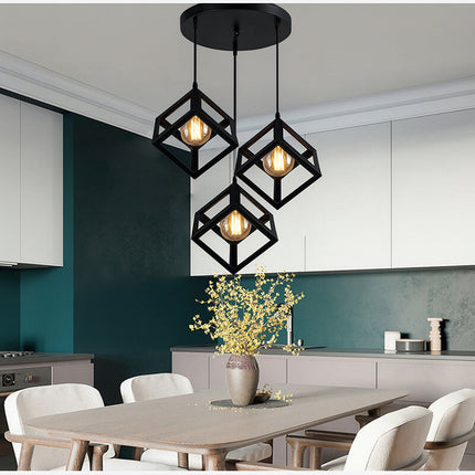 Lampadario a sospensione con 3 cubi 3d stile geometrico attacco E27