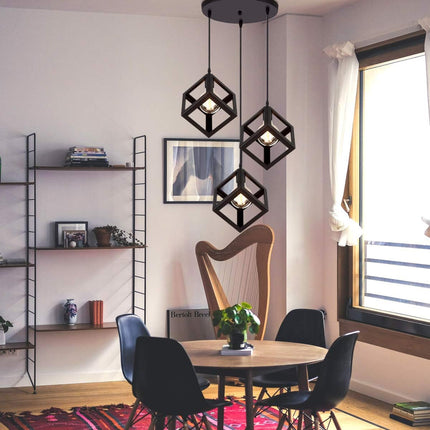 Lampadario a sospensione con 3 cubi 3d stile geometrico attacco E27